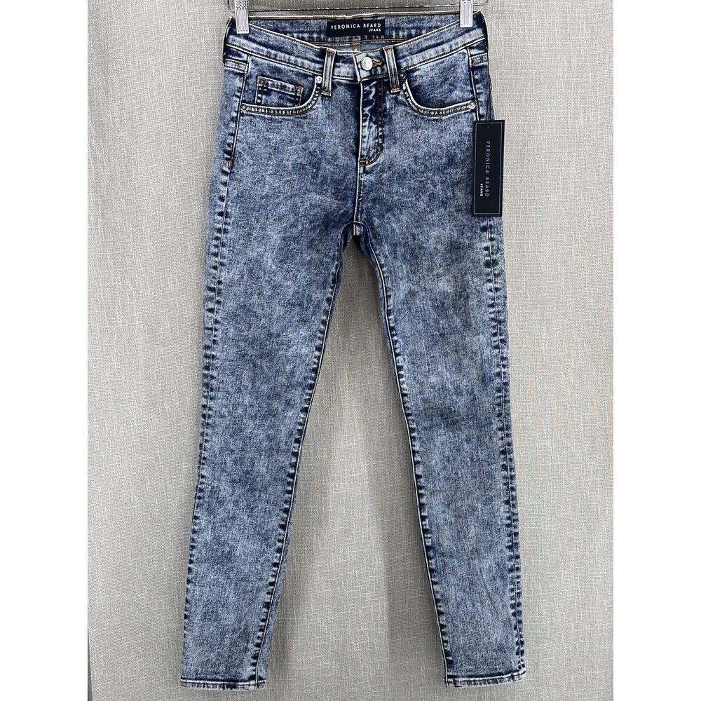 Veronica Beard Brooke Mid Rise Skinny Jeans Women's 26 Indigo Acid Wash - Picture 2 of 12